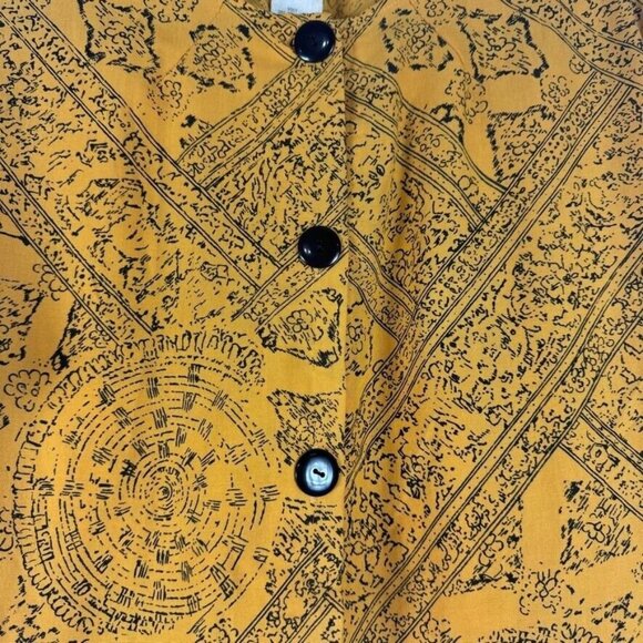 Vintage 80s California Happenings Button Up Shirt Yellow Funky Pattern Novelty M - Picture 3 of 7